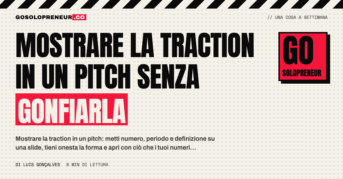 Una slide sulla traction con un grafico mensile onesto e le definizioni scritte