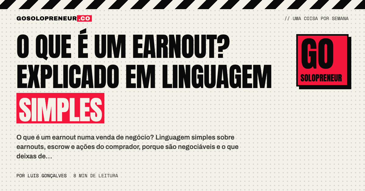 Contrato de venda de um negócio sobre uma secretária, com uma caneta, a explicar o que é um earnout