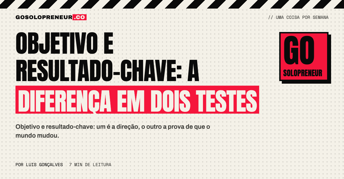 Dois cartões numa mesa, um com um objetivo e outro com um número, lado a lado