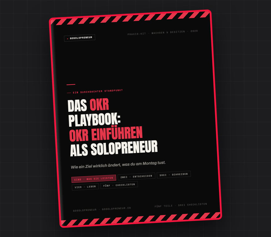 Das OKR Playbook: OKR einführen als Solopreneur, Cover des kostenlosen Leitfadens
