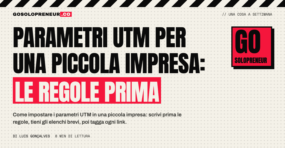 Un elenco di regole per i parametri UTM scritte su un documento accanto a un link taggato