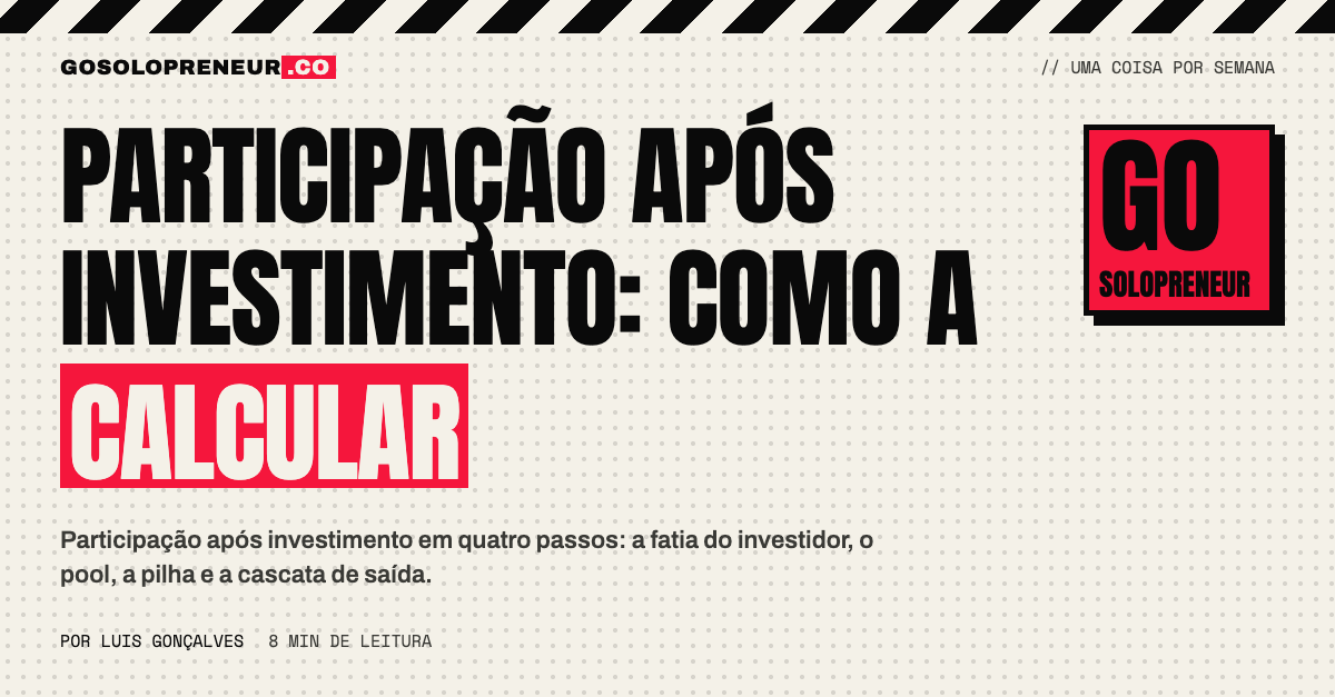 Calculadora e folha de cálculo para calcular a participação após investimento