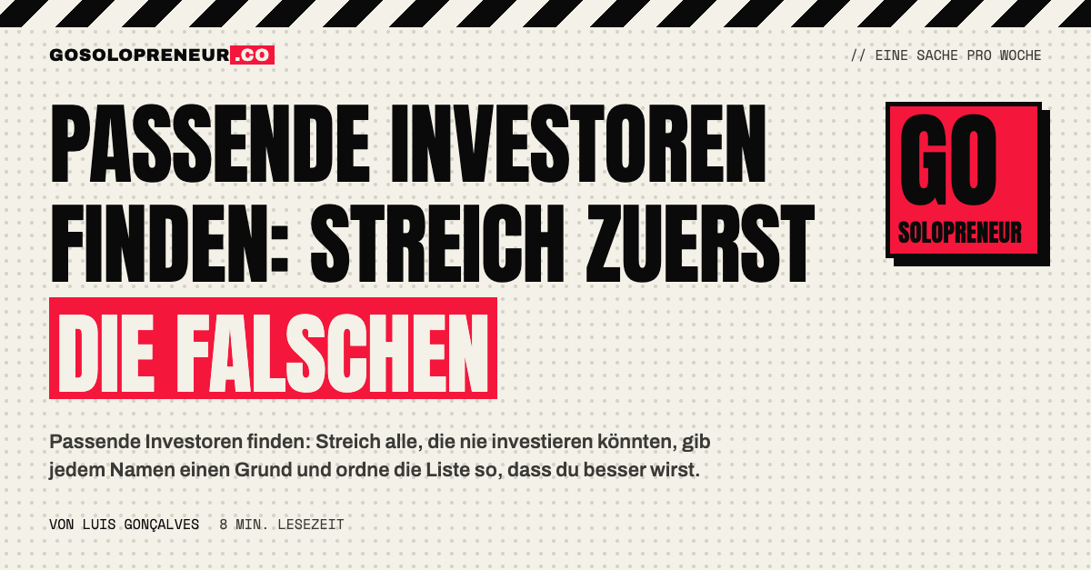 Passende Investoren finden: Liste mit Ausschlusskriterien und einem Grund neben jedem Namen