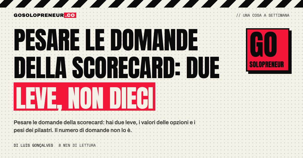 Una bilancia con due leve per pesare le domande della scorecard
