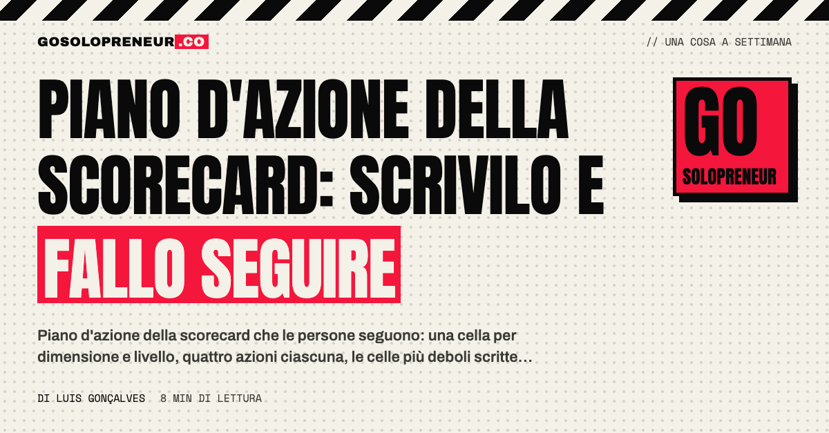 Una griglia di celle con azioni da scrivere per il piano d'azione della scorecard