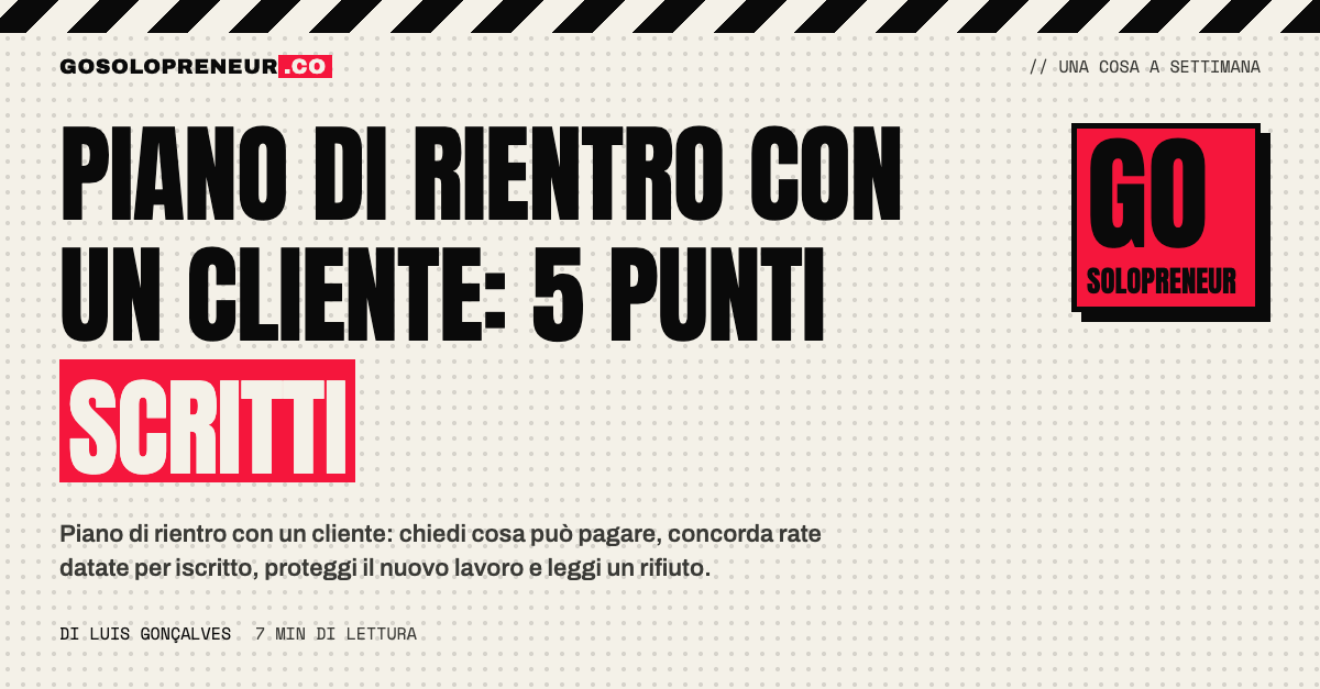 Piano di rientro con un cliente: rate e date concordate per iscritto