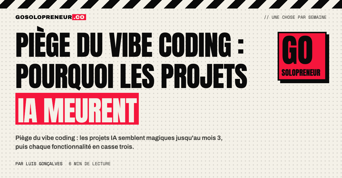 Piège du vibe coding : un projet IA qui s'effondre au mois 3