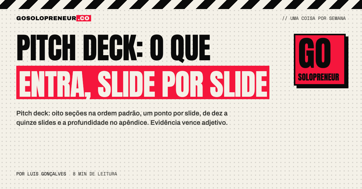 Pitch deck: o que entra em cada slide, na ordem padrão