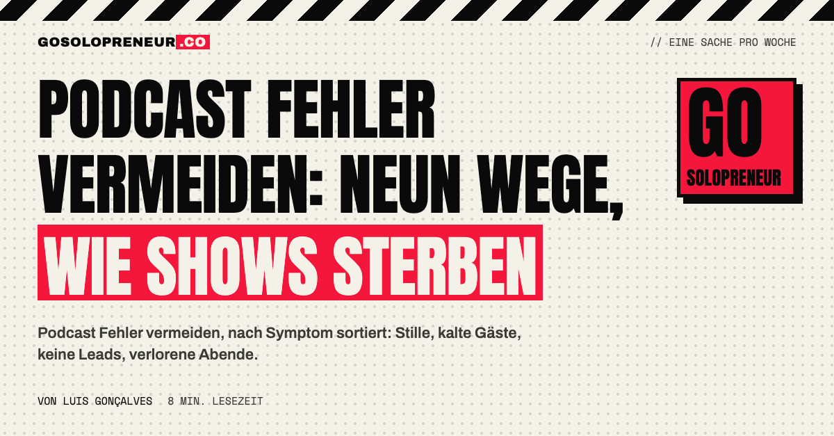 Mikrofon mit durchgestrichener Checkliste: Podcast Fehler vermeiden