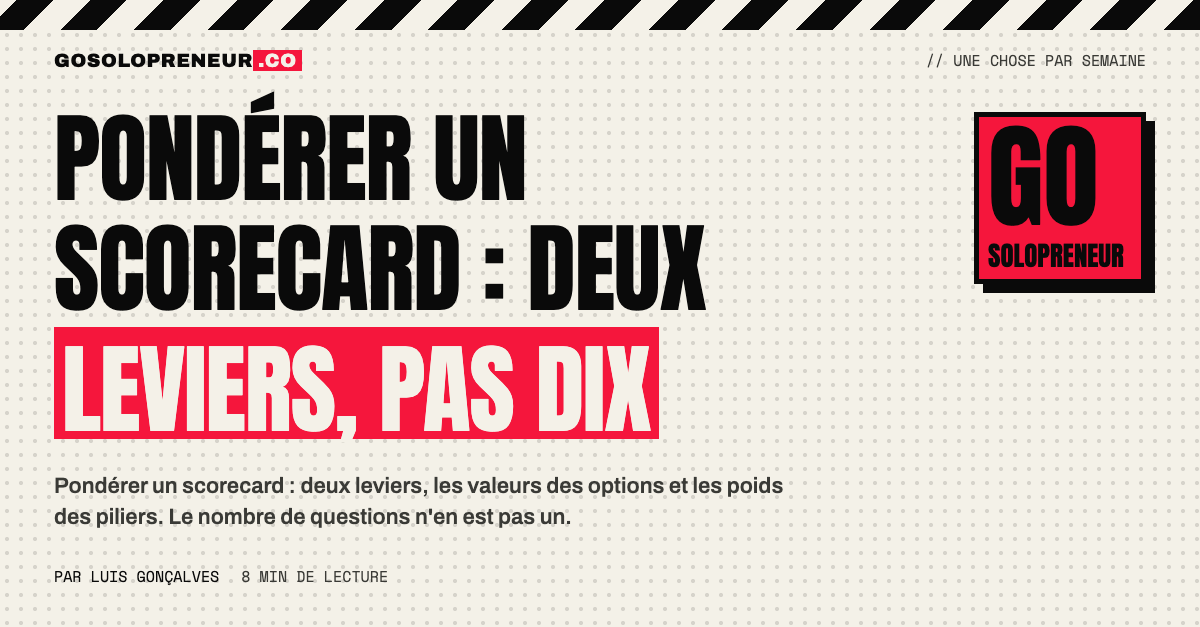 Pondérer un scorecard : deux leviers, les valeurs des options et les poids des piliers