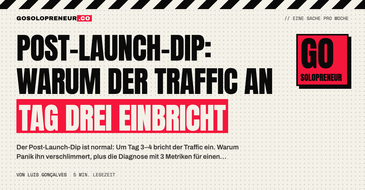 Post-Launch-Dip: Traffic-Kurve, die ab Tag drei nach dem Launch stark abfällt