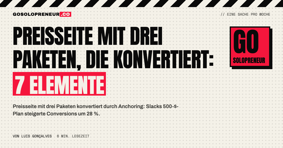 Preisseite mit drei Paketen, die konvertiert: 7 Elemente – Titelbild
