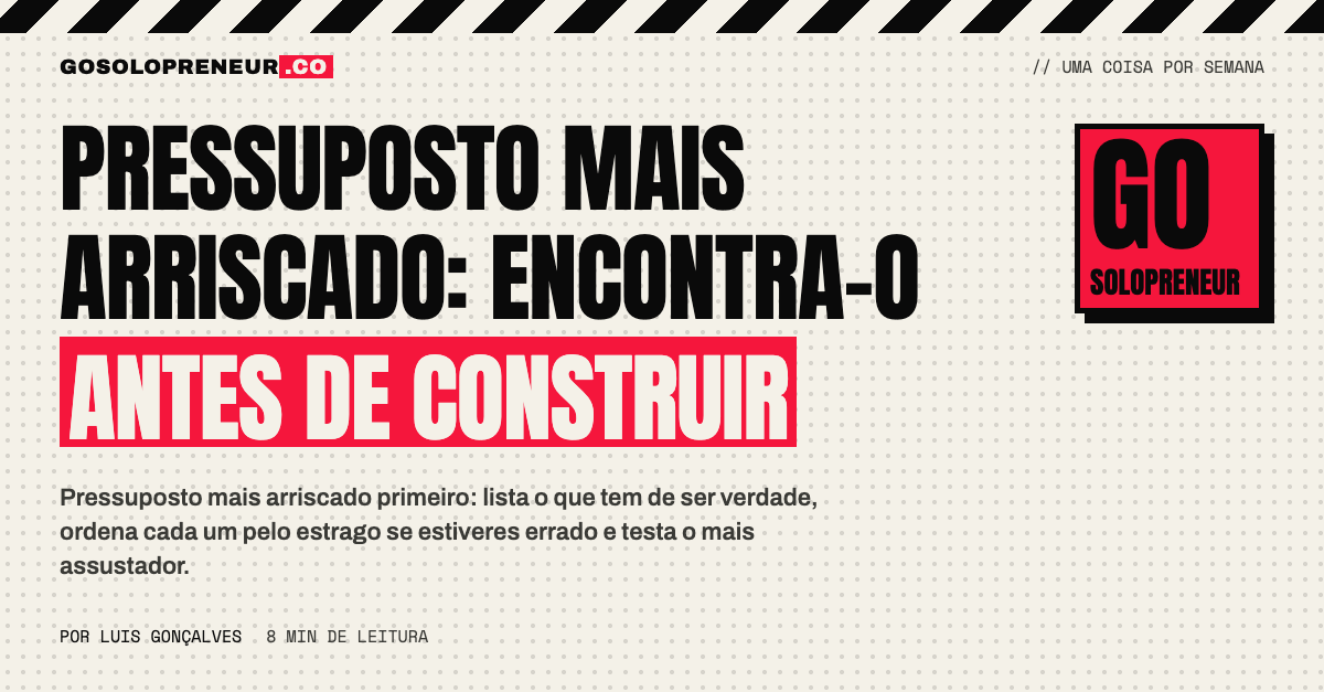 Lista de pressupostos ordenada pelo estrago, com o mais arriscado no topo