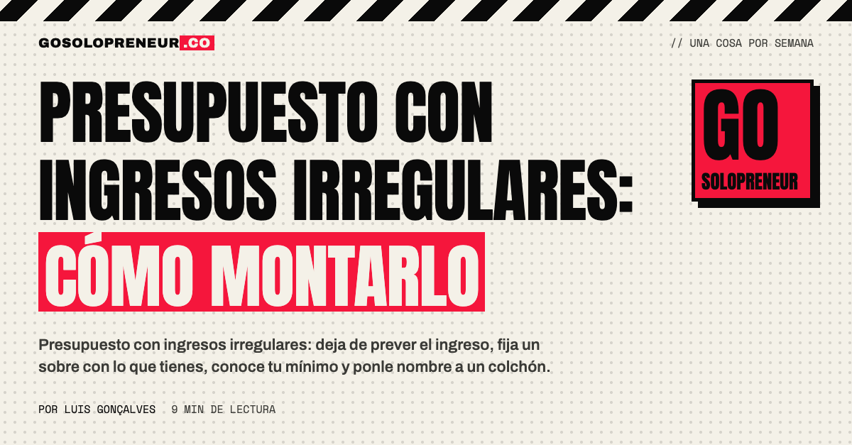 Calendario trimestral con un sobre de dinero y una línea de mínimo mensual marcada