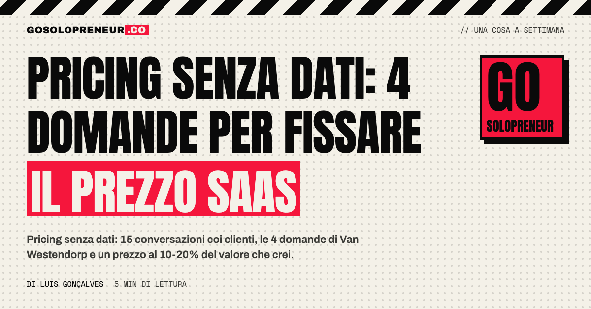 Pricing senza dati: le 4 domande di Van Westendorp per fissare il prezzo del tuo SaaS