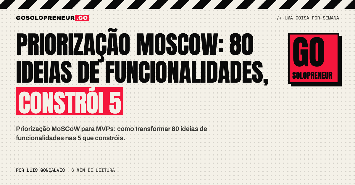 Priorização MoSCoW: 80 ideias de funcionalidades, constrói 5