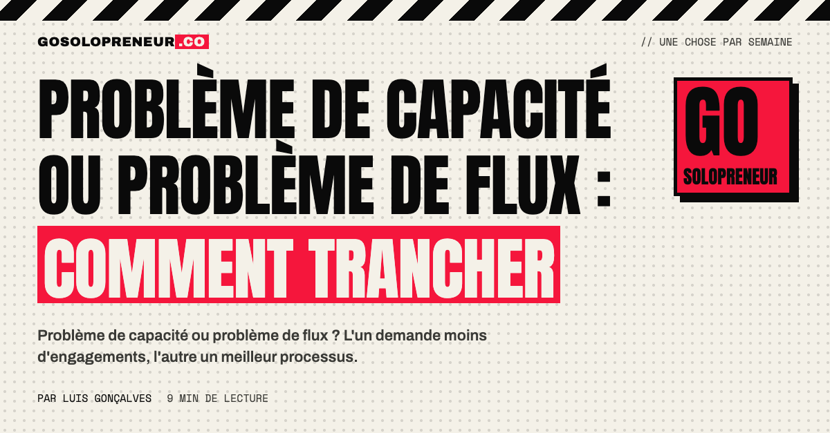 Deux tableaux de solopreneurs côte à côte, l'un avec un problème de capacité, l'autre avec un problème de flux