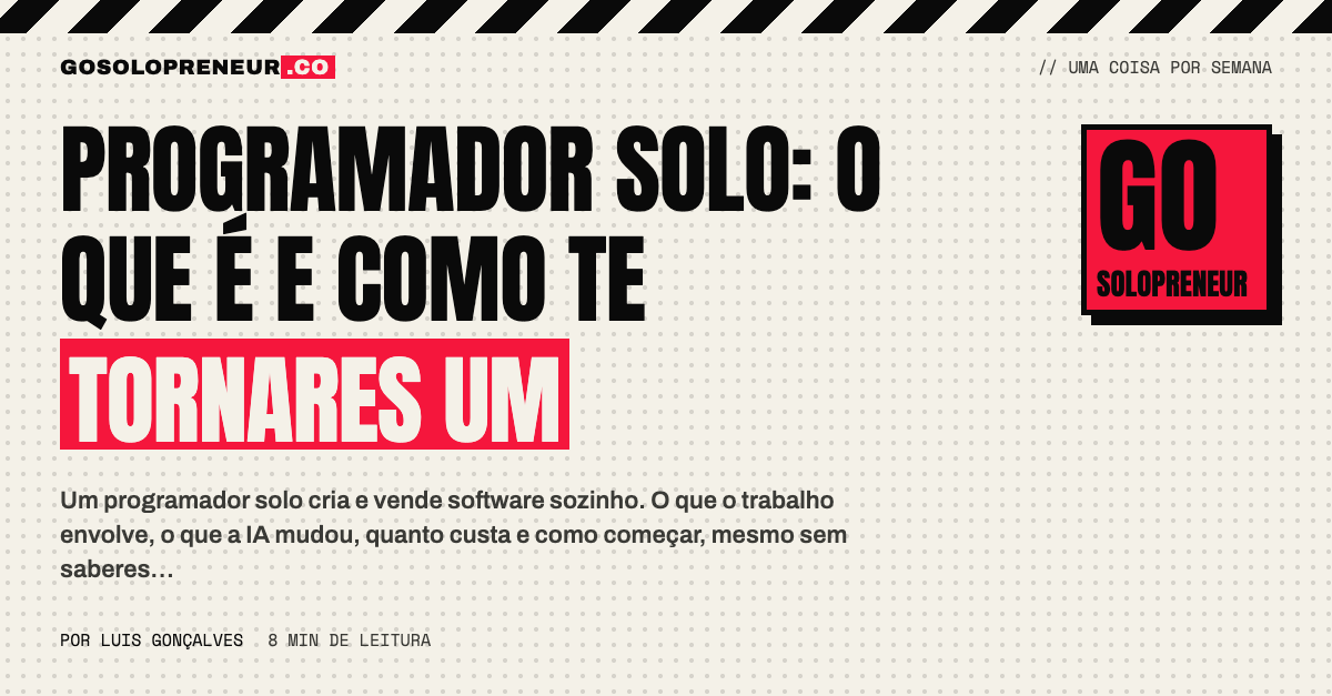 Programador solo a trabalhar sozinho num produto de software com a ajuda da IA