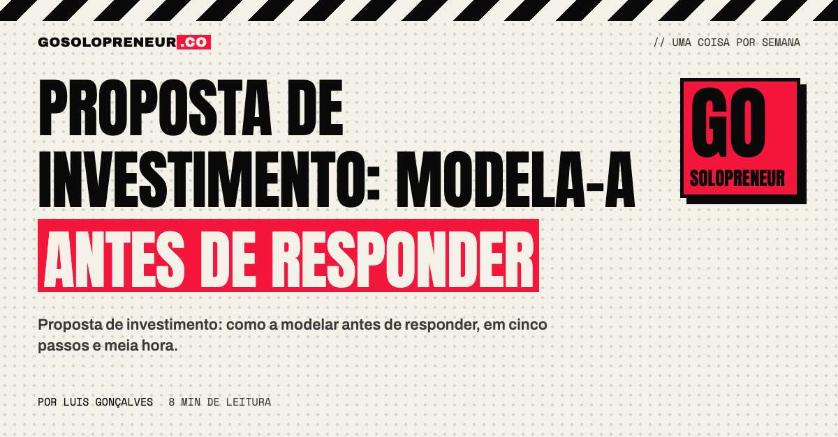 Folha de cálculo para modelar uma proposta de investimento antes de responder