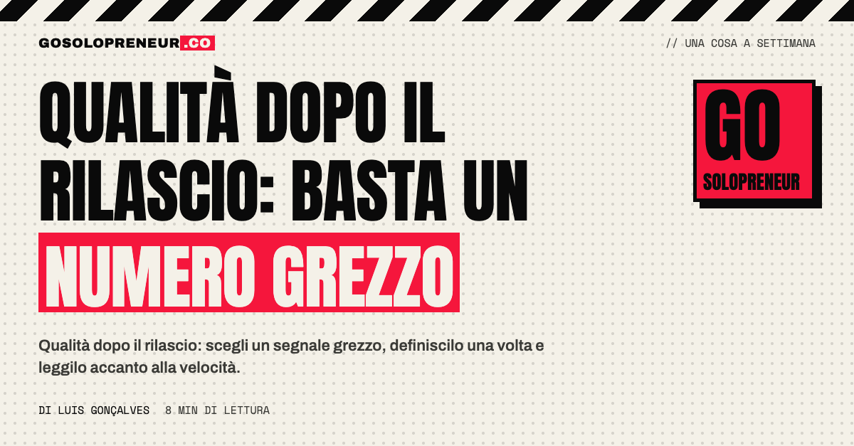Qualità dopo il rilascio: un solo numero grezzo da leggere accanto alla velocità