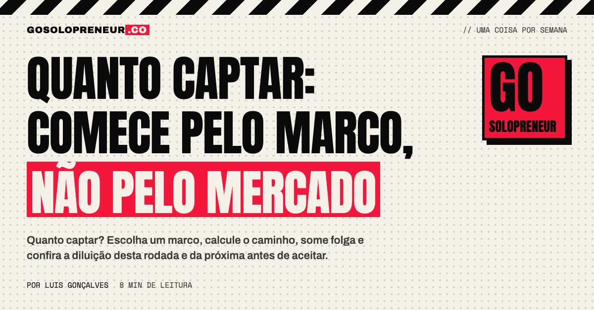 Quanto captar: o marco define o valor, e a diluição confere a conta antes de aceitar