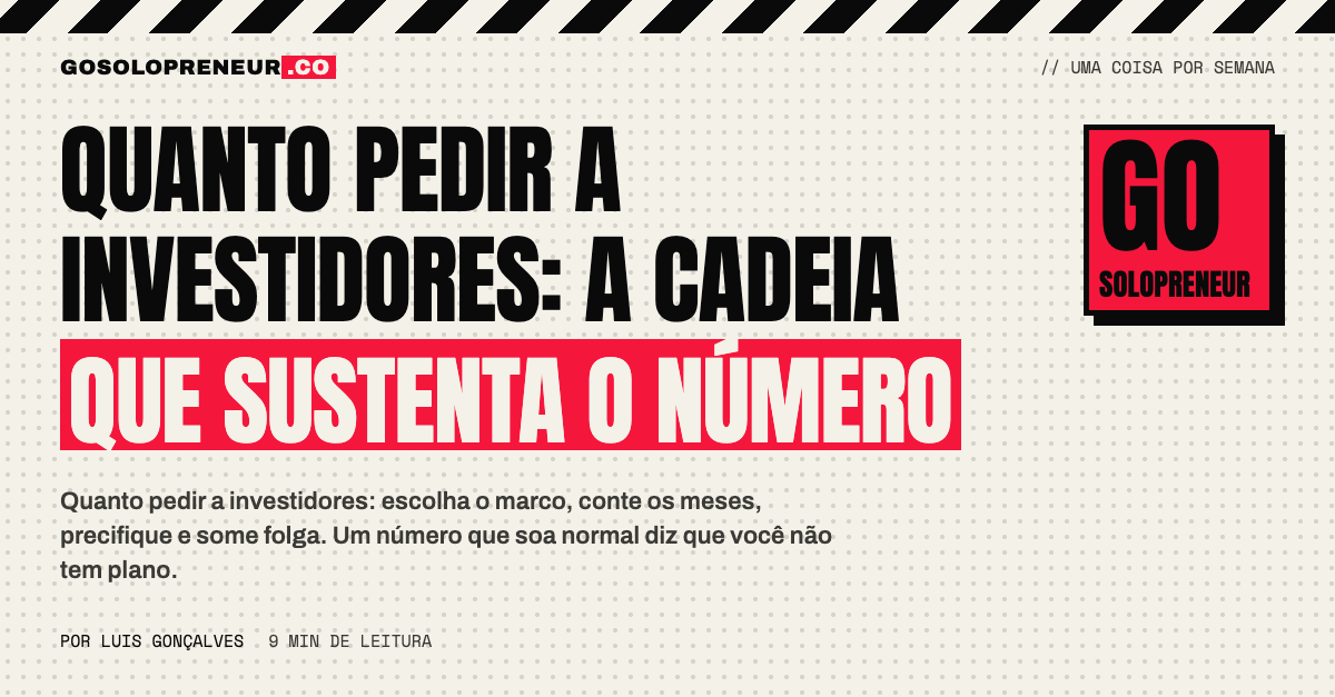Quanto pedir a investidores: a cadeia do marco até o valor