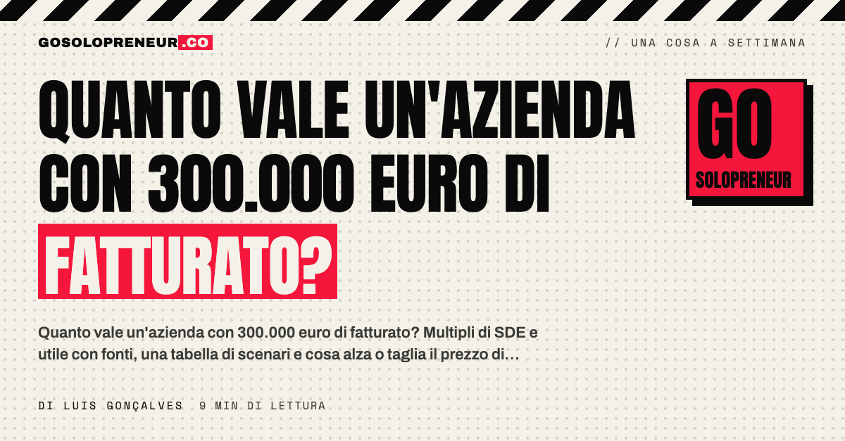 Quanto vale un'azienda con 300.000 euro di fatturato: i conti onesti