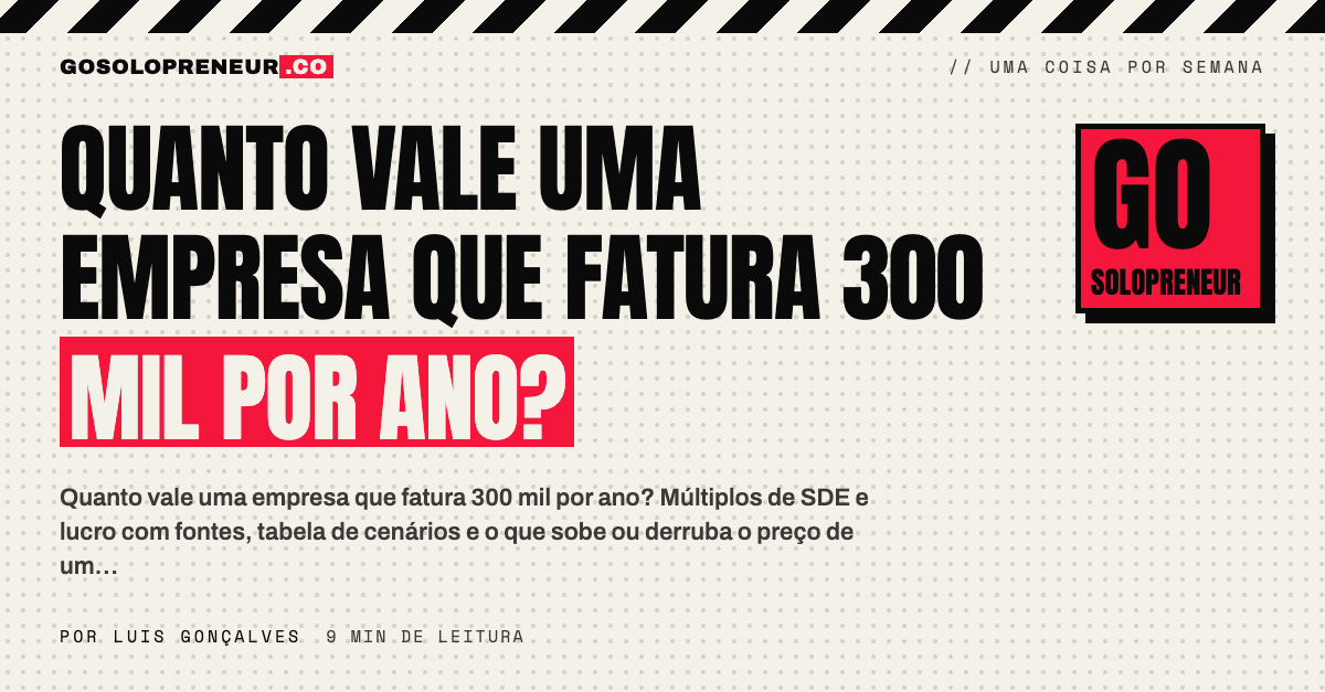 Quanto vale uma empresa que fatura 300 mil por ano: a conta honesta para um negócio de uma pessoa só