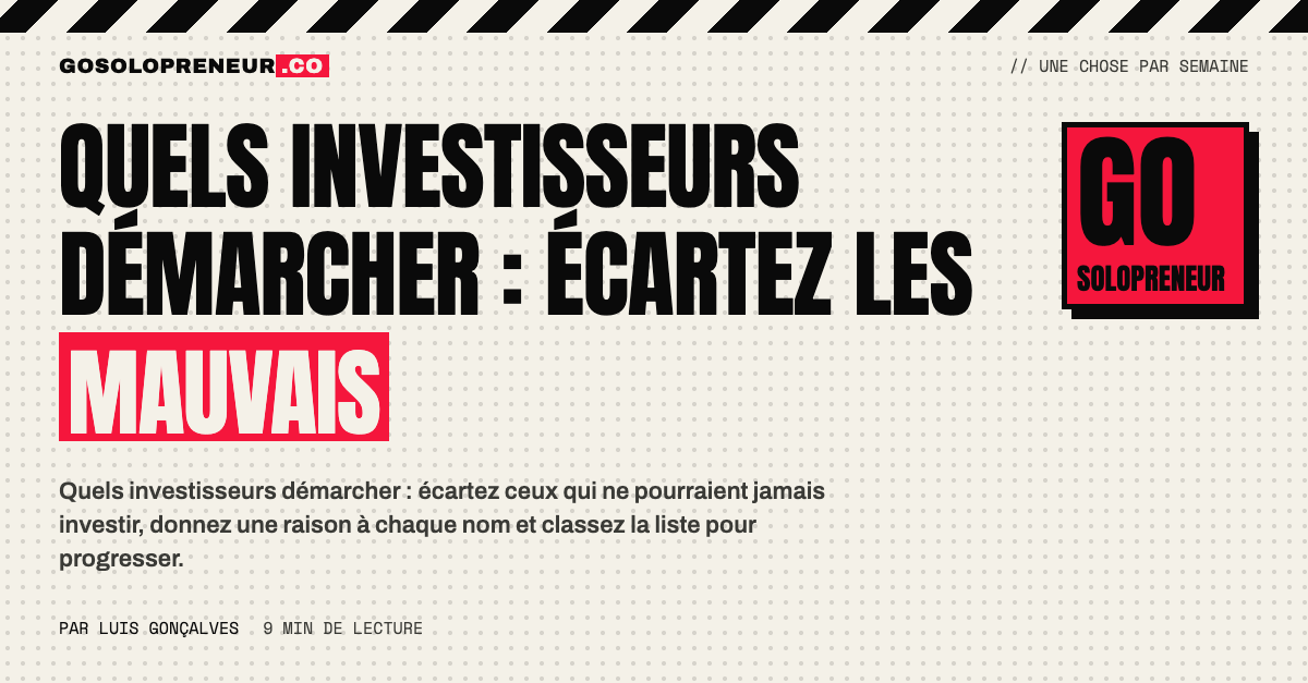 Une liste d'investisseurs triée pour décider quels investisseurs démarcher