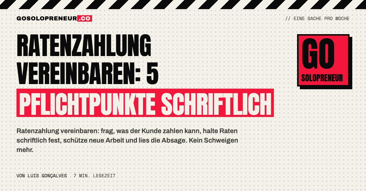 Ratenzahlung vereinbaren: schriftlicher Zahlungsplan mit Terminen und Beträgen für einen Kunden