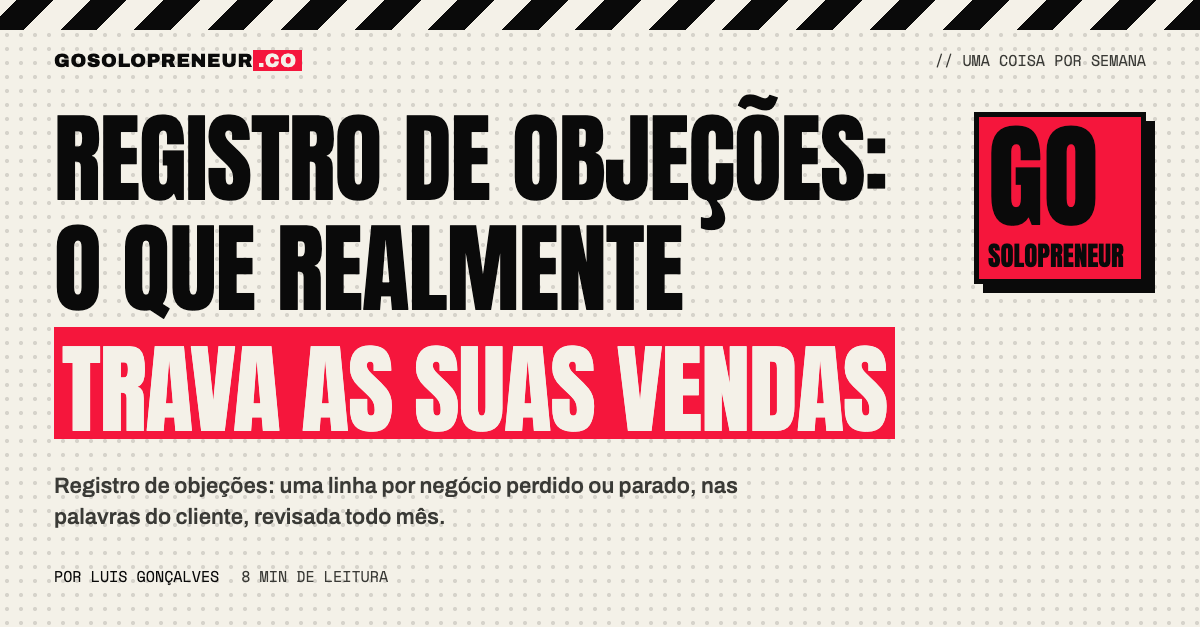Planilha simples de registro de objeções com uma linha por conversa perdida