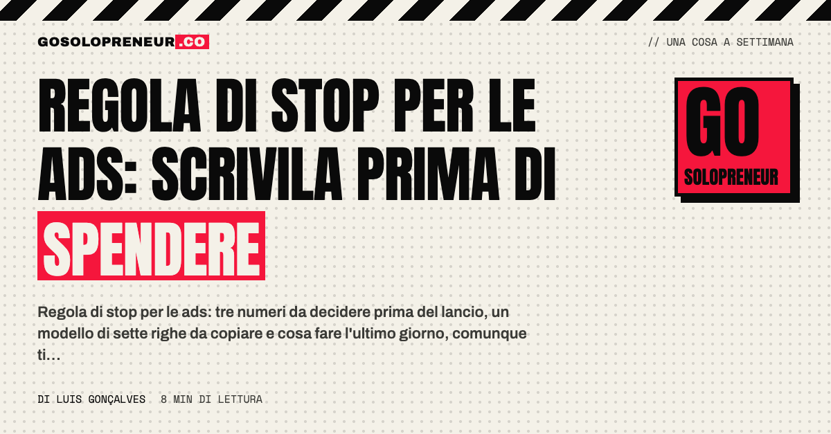 Una regola di stop scritta su un foglio accanto alla dashboard degli annunci