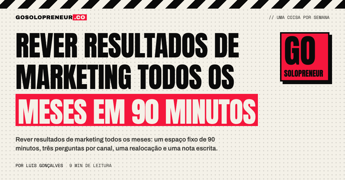 Rever resultados de marketing: revisão mensal de noventa minutos com uma só realocação