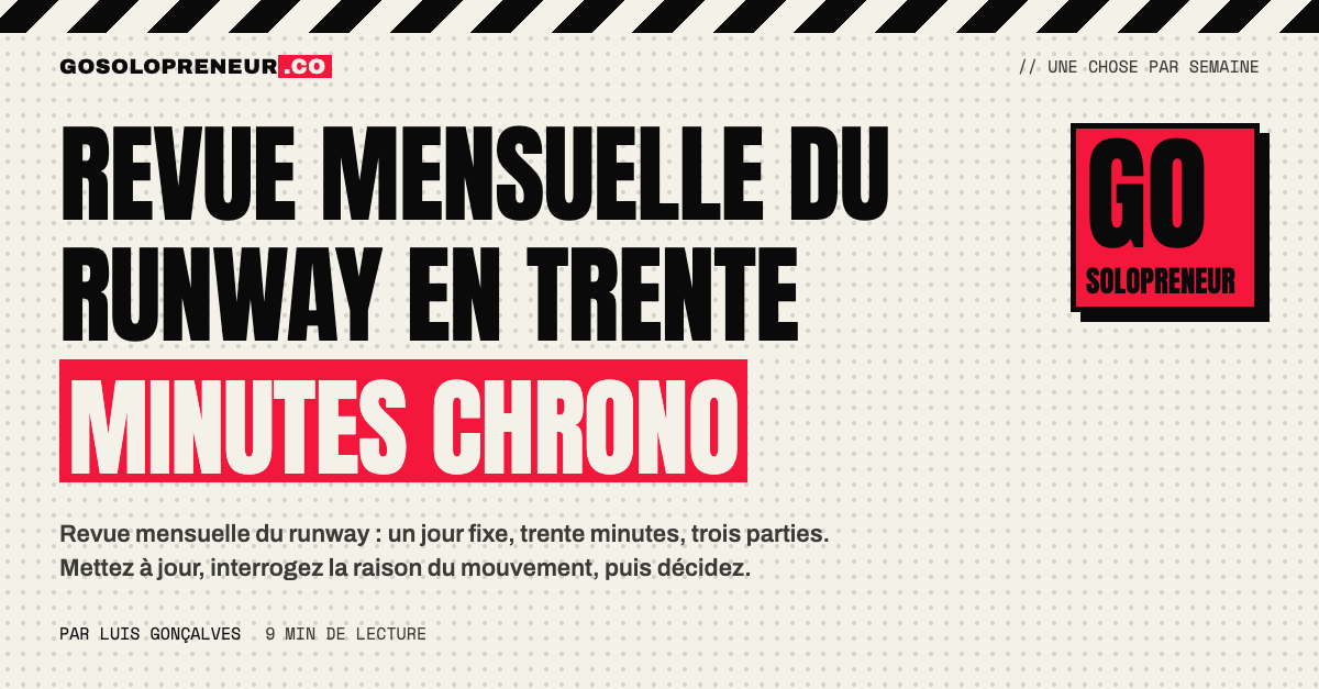 Revue mensuelle du runway : un calendrier avec une demi-heure réservée chaque mois