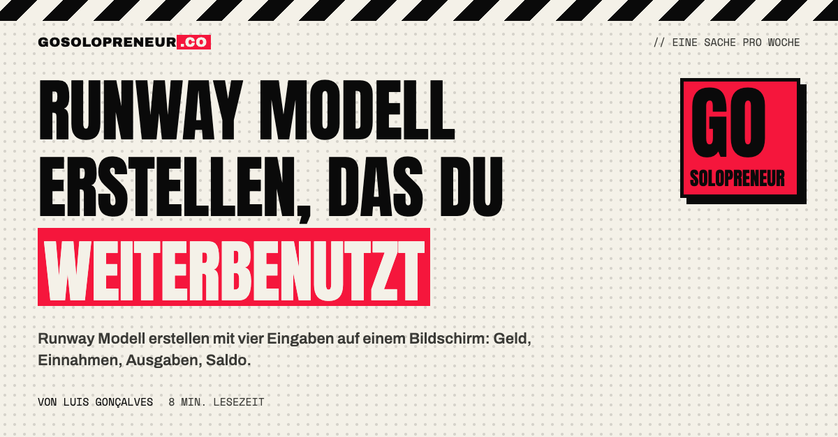Runway Modell erstellen: Tabelle mit vier Eingaben auf einem Bildschirm