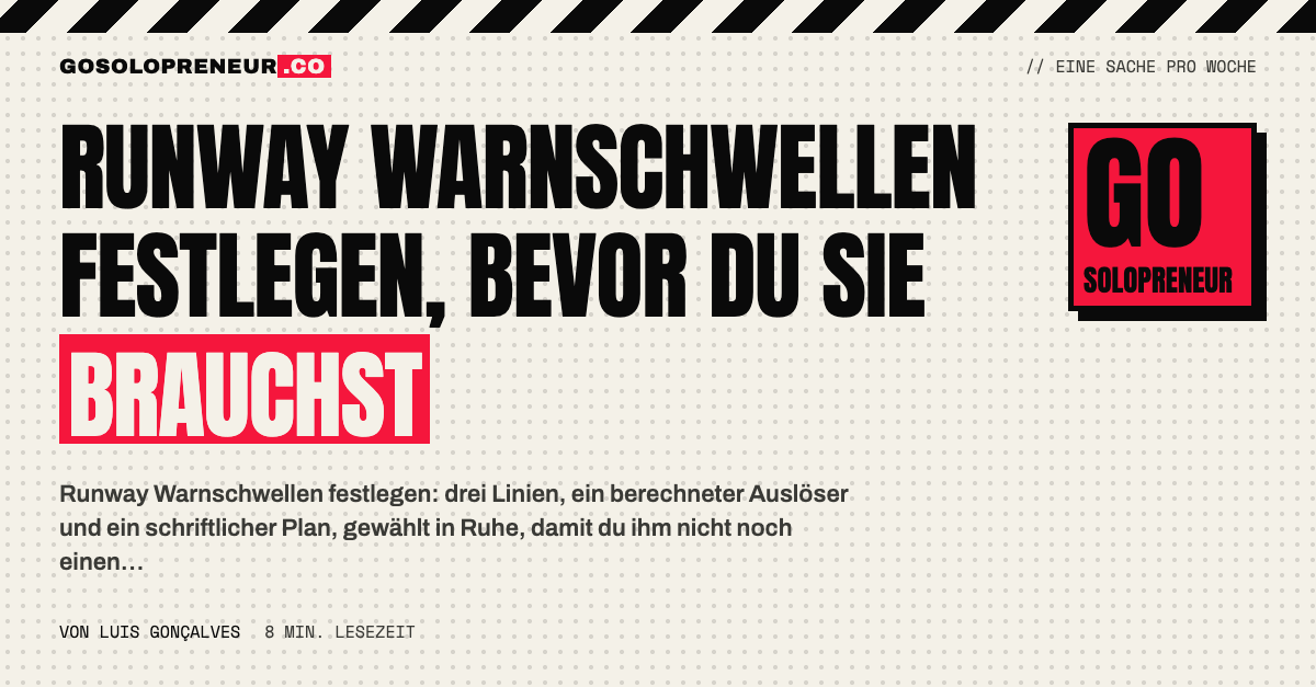 Runway Warnschwellen festlegen: drei Linien bequem, handeln und Notfall