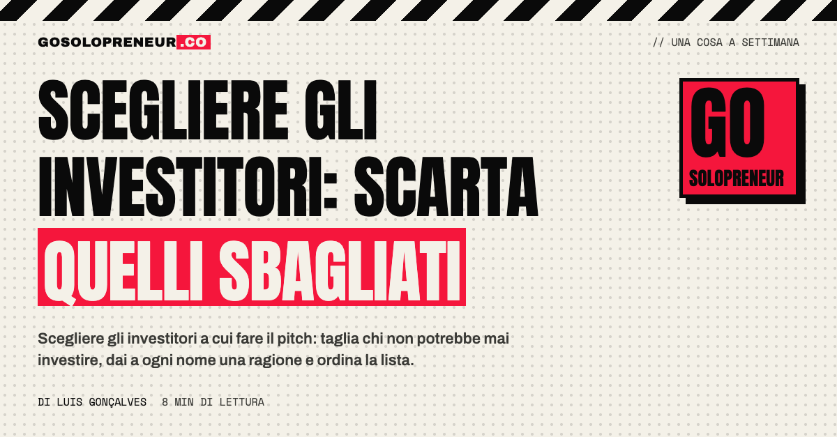 Una lista di investitori con una ragione scritta accanto a ogni nome