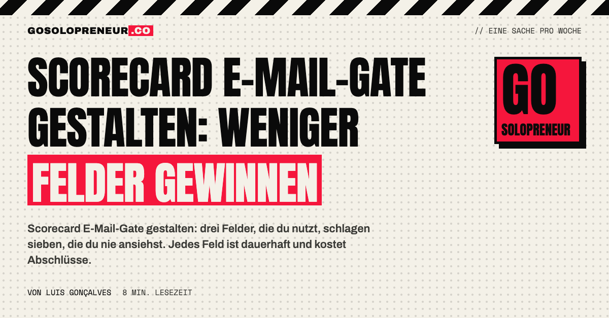 Formular eines Scorecard E-Mail-Gate mit nur wenigen Feldern vor den Fragen