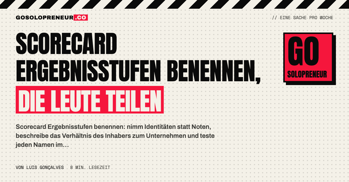 Scorecard Ergebnisstufen als Identitäten benannt, etwa Der Halbfertige und Gründer in der Falle