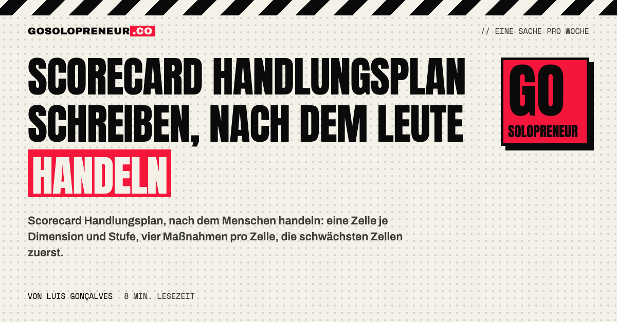 Raster aus Dimensionen und Stufen für einen Scorecard Handlungsplan mit vier Maßnahmen pro Zelle