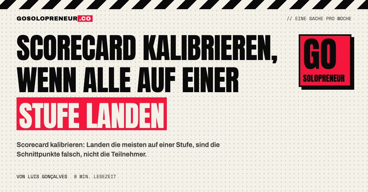 Verteilung der Ergebnisse einer Scorecard beim Kalibrieren: fast alle auf einer Stufe