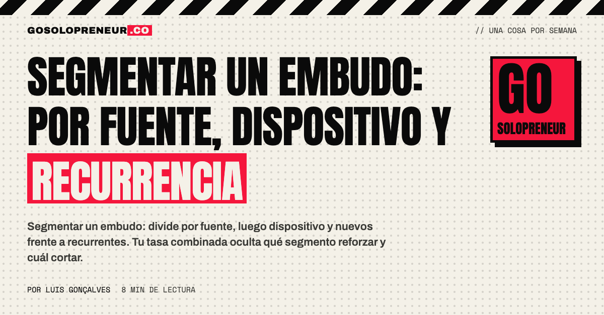 Embudo dividido en segmentos por fuente de tráfico y dispositivo