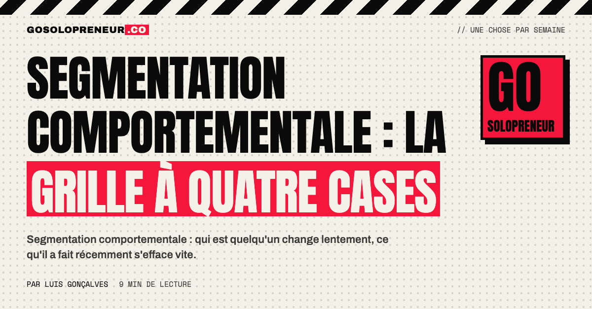 Illustration : la grille à quatre cases de la segmentation comportementale et du profil