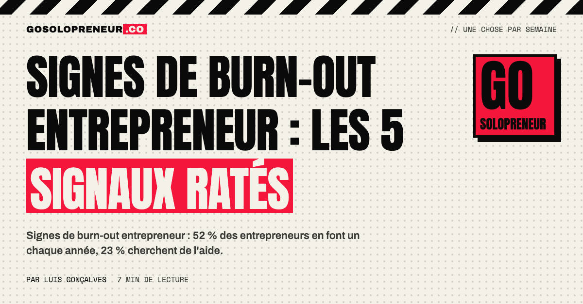 Signes de burn-out entrepreneur : cinq signaux d'alerte que j'ai failli manquer