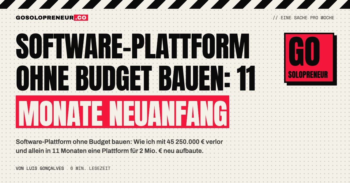 Software-Plattform ohne Budget bauen: Neuanfang nach 250.000 € Verlust