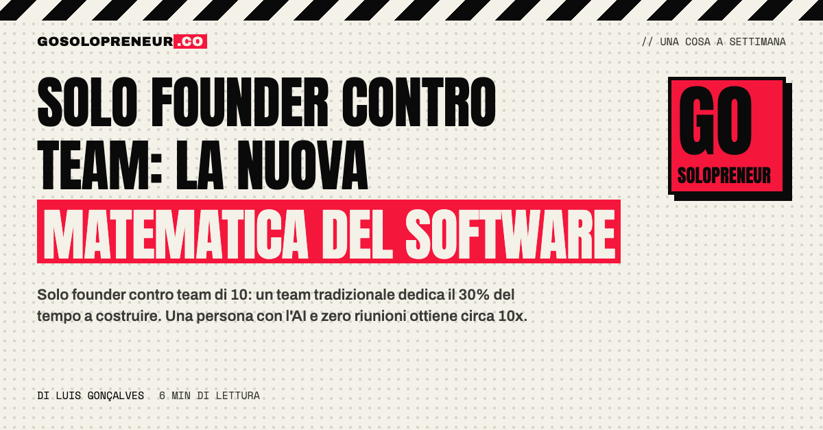 Solo founder contro team di 10 persone: la nuova matematica dello sviluppo software con l'AI