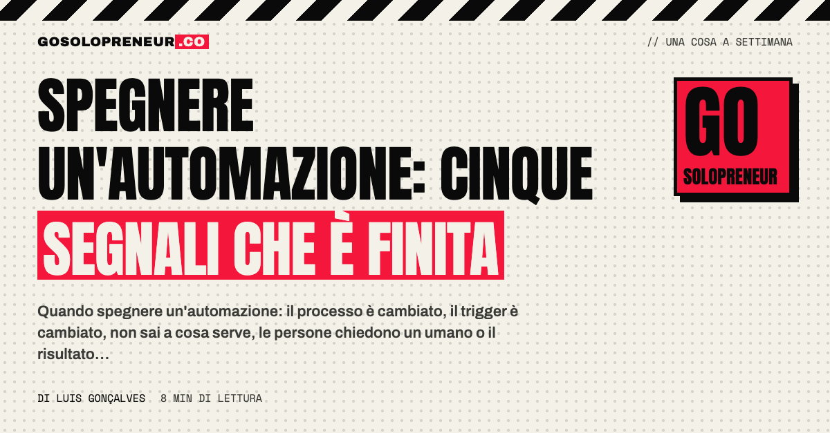 Un interruttore su off accanto a un elenco di workflow attivi con cinque segnali