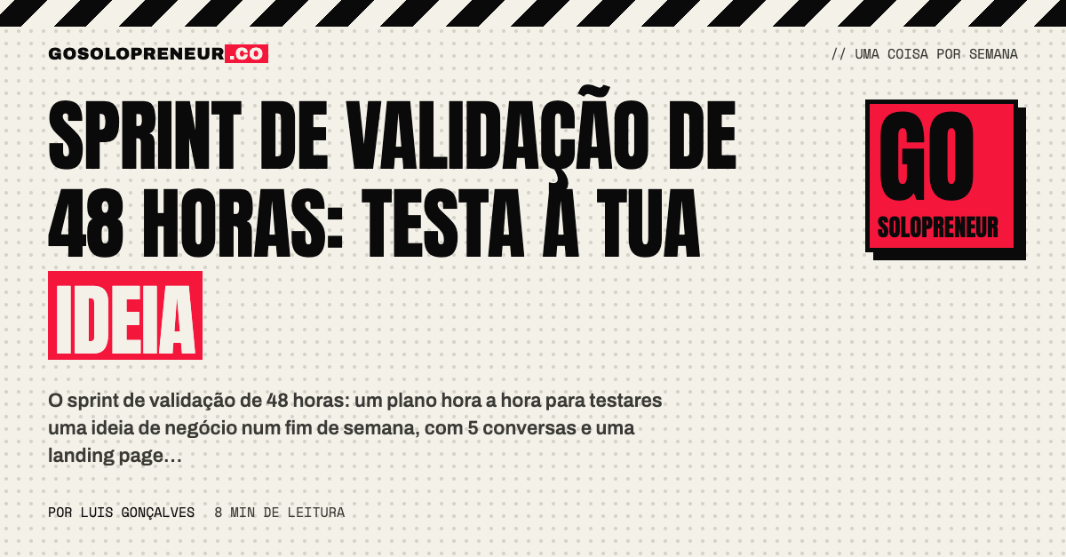Sprint de validação de 48 horas: testa a tua ideia