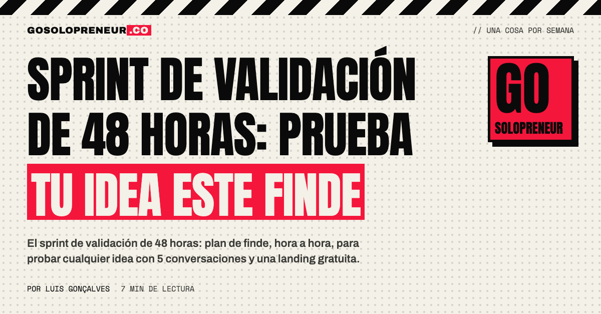 Calendario del sprint de validación de 48 horas, hora a hora, de sábado a domingo