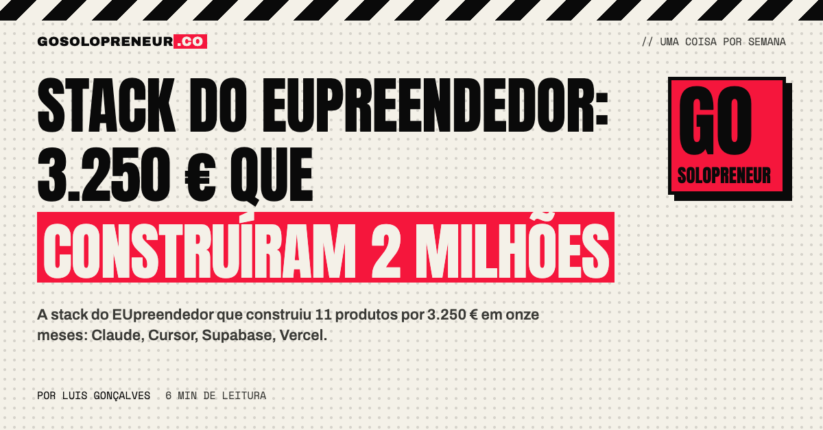 Stack do solopreneur: 3.250 € que construíram 2 milhões